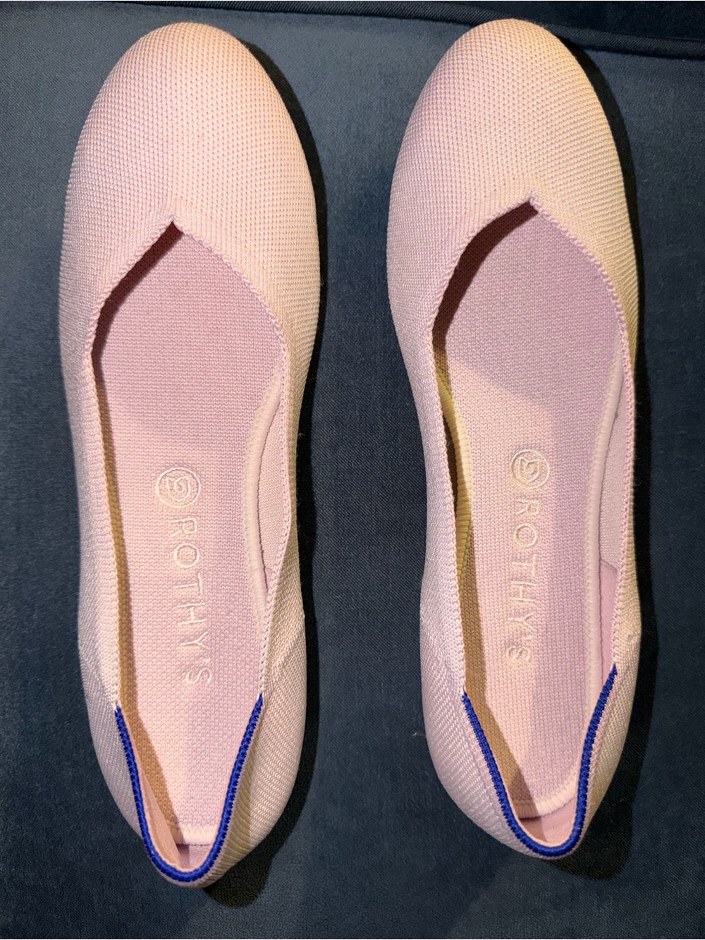 Rothy's $100 The Flat Pale Pink Round Toe Ballet Flats Size 11 Tortoise Sole EUC